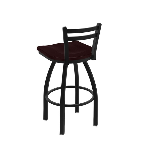 30 Low Back Swivel Bar Stool,Black Wrinkle,Dark Cherry Oak Seat